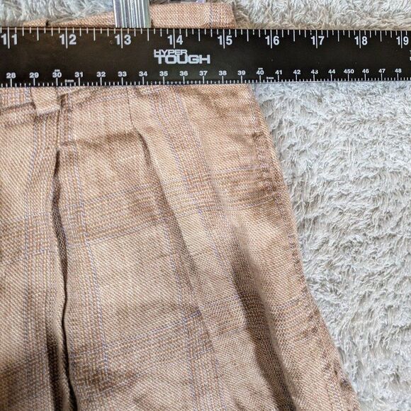 Plaid 100% linen shorts by MNG Mango Size 10 tweed preppie academia grandpa - Picture 3 of 9